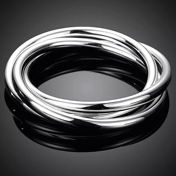 Bangle Bracelets Sterling Silver Three Piece Set - Picture 7 of 9